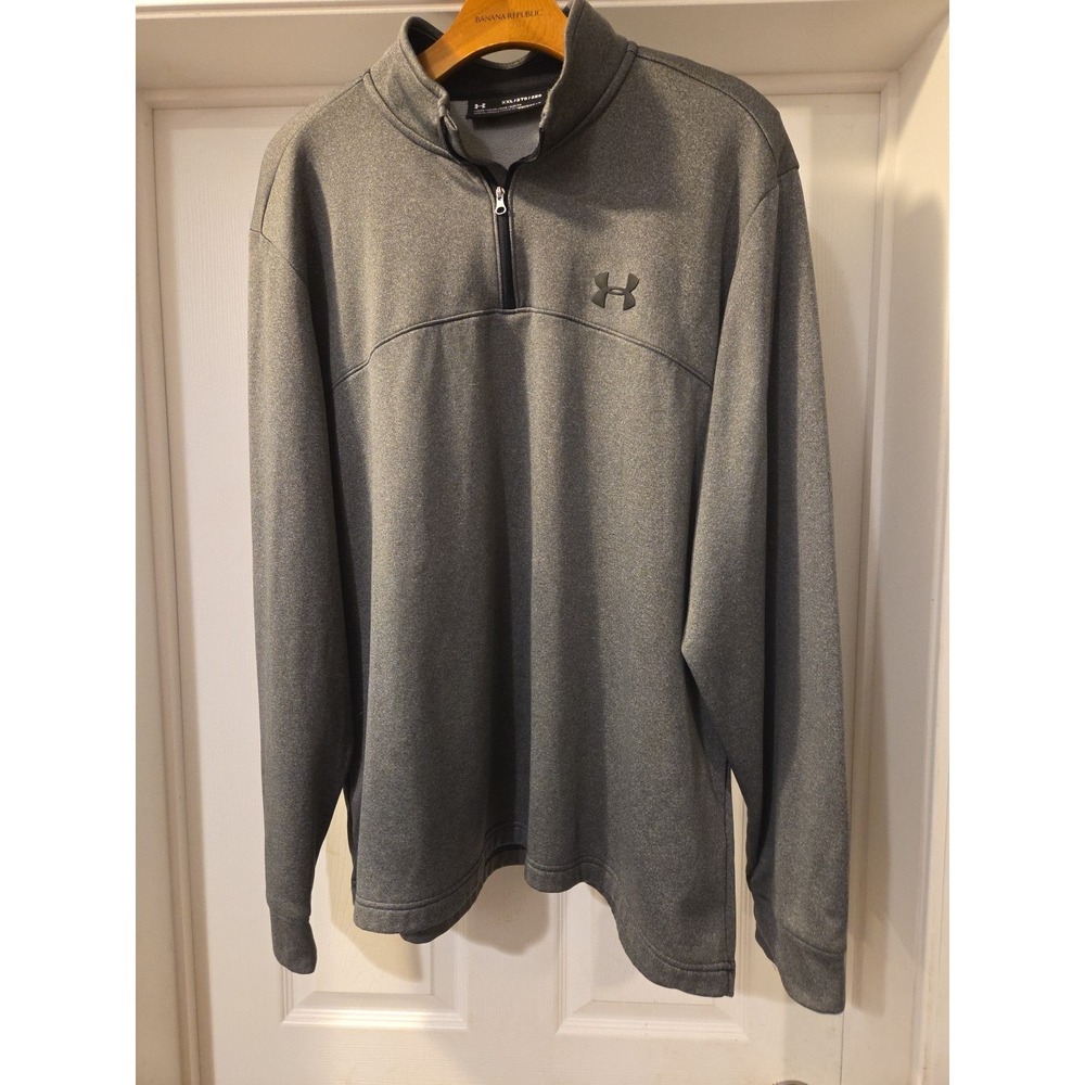 Under Armour Mens XXLarge Loose Gray Black 1/4 Zip Sweatshirt Pullover Cold Gear